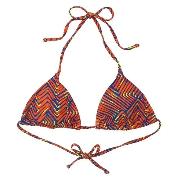 Orange Printed Bikini Top - Picture 1 of 2